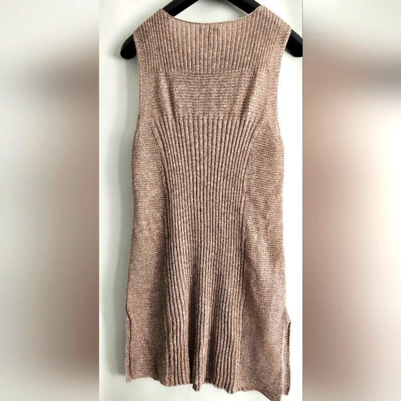 Eileen Fisher Cream Metallic Chainmail Tunic sweater Size L - Picture 2 of 6